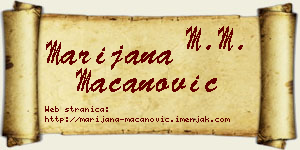 Marijana Macanović vizit kartica